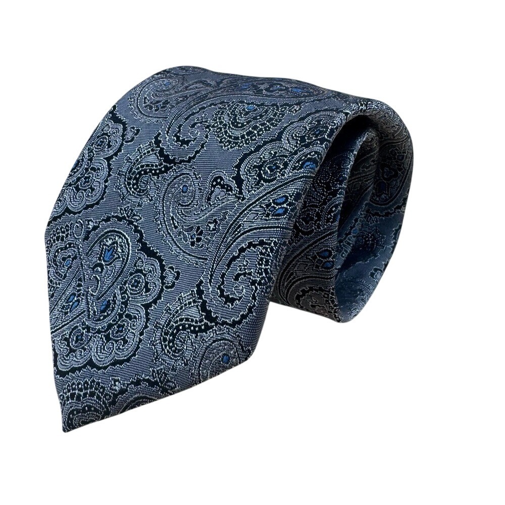 Oscar de la Renta Gray and Blue Paisley Men's tie, EUC